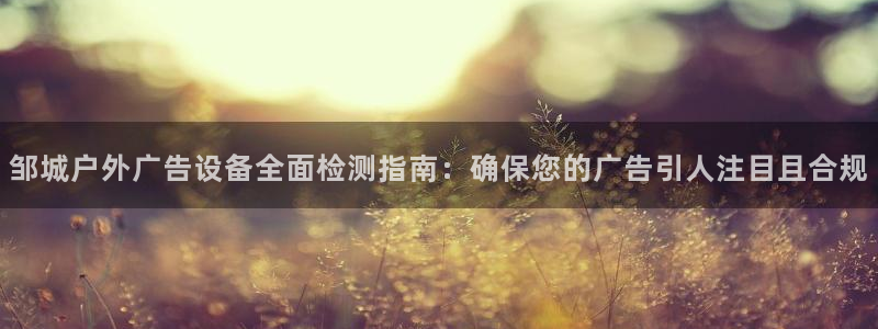 杏宇平台登录步骤是什么：邹城户外广告设备全面检测指南：确保您的广告引人注目且合规