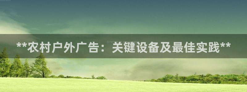 杏宇平台招商怎么样：**农村户外广告：关键设备及最佳实践**